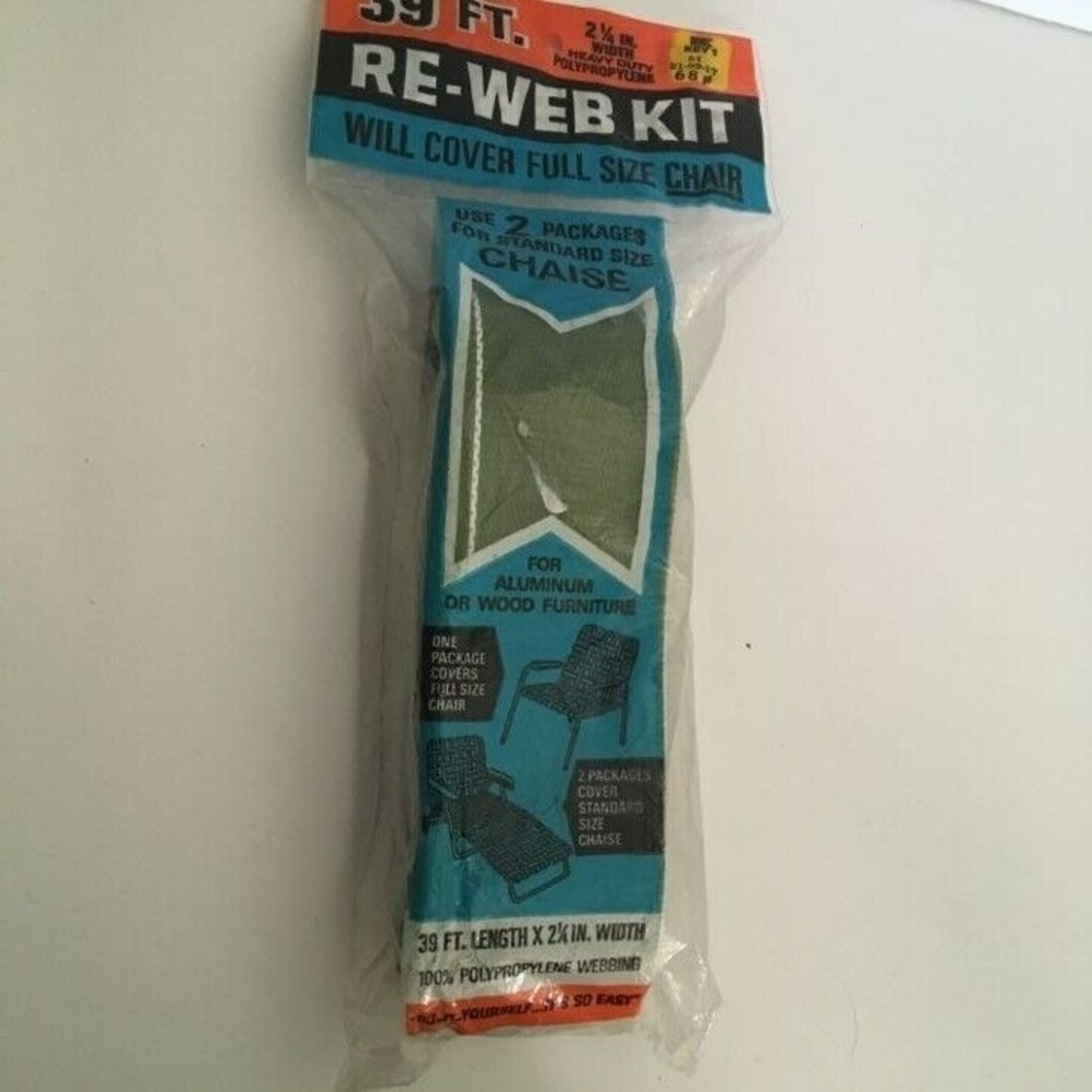 Vintage Lawn Chair Webbing  Web Kit Re-Web  Green 39 Feet 2.25"